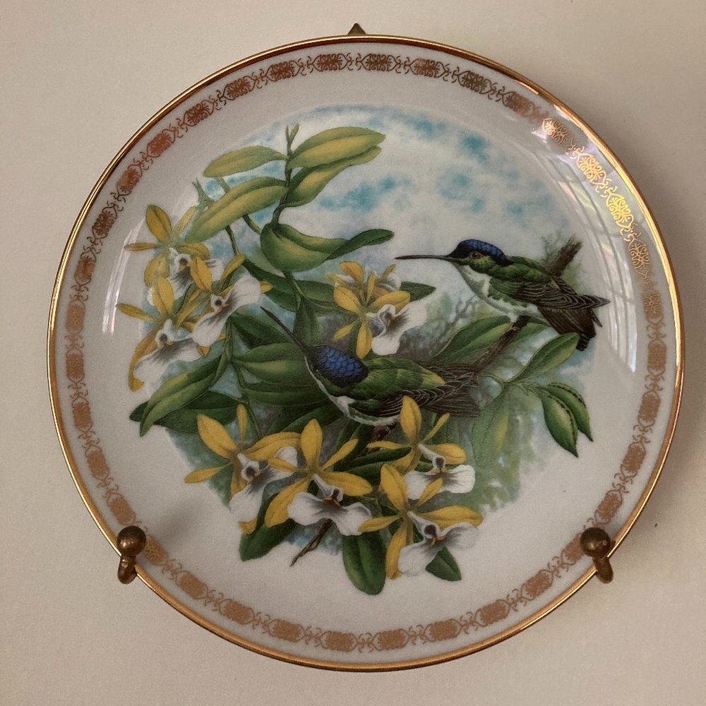Vintage 1988 Andean Emerald Hummingbirds by The Hamilton Collection